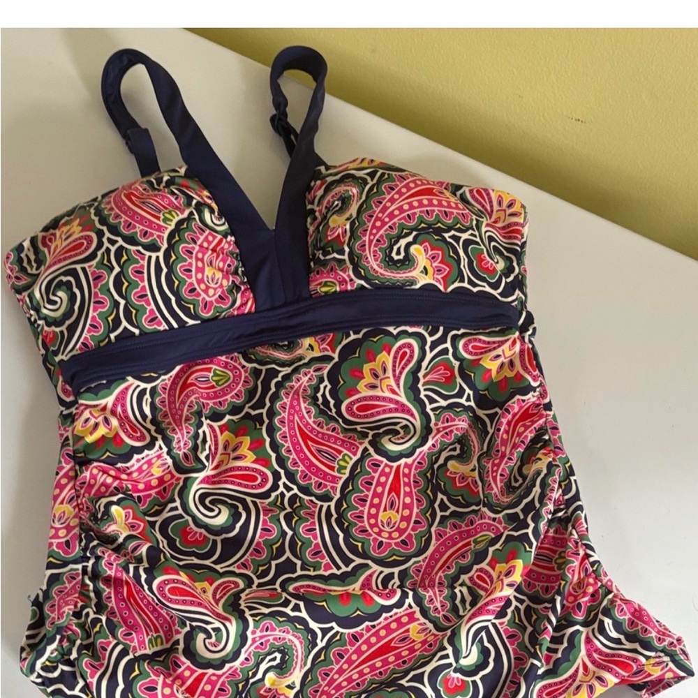 Boden Pink & Navy Paisley swimsuit - Picture 5 of 5